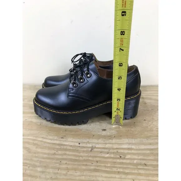 New Doc Dr Martens Shoes Womens 9 Black Leather Leona LO Oxfords - Picture 6 of 6